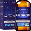 Islandské Cod Jaterní Oil Liquid, Lemon (16oz) - Vitamíny A & D, EPA & DHA - Pomáhá Vizi, Pleťová membrána a imunitní funkce - MSC Certified, Non- GMO