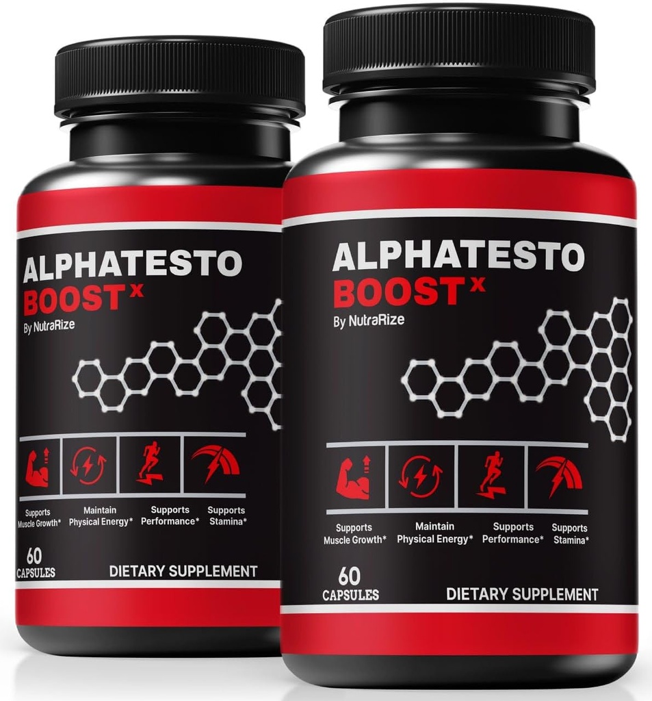 (2 Pack) Alpha Testo Boost X pro muže, Oficiální Alpha Test Boost X pilulky, All- Natural Muž Formule na podporu svalové funkce a Stamina, Denní výživa pro každodenní hodnocení výkonnosti (120 Kapsle)