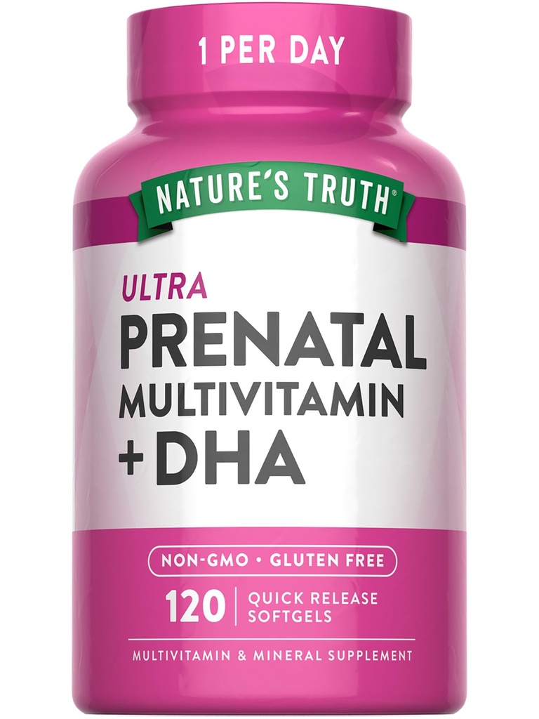 Nature 's Truth Prenatal Vitamin pro ženy curren124; 120 Softgels curren124; Non-GMO & Gluten Free Multivitamin Dodatek s DHA a kyselina listová