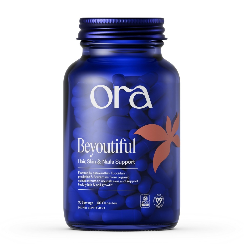 Ora organické vlasy, kůže, a hřebíky Support- BeYouTiful - dodatek ke kráse s B Vitamíny a řasy Extrakty pro zdravé vlasy a kůži - 60 Veganské kapsle