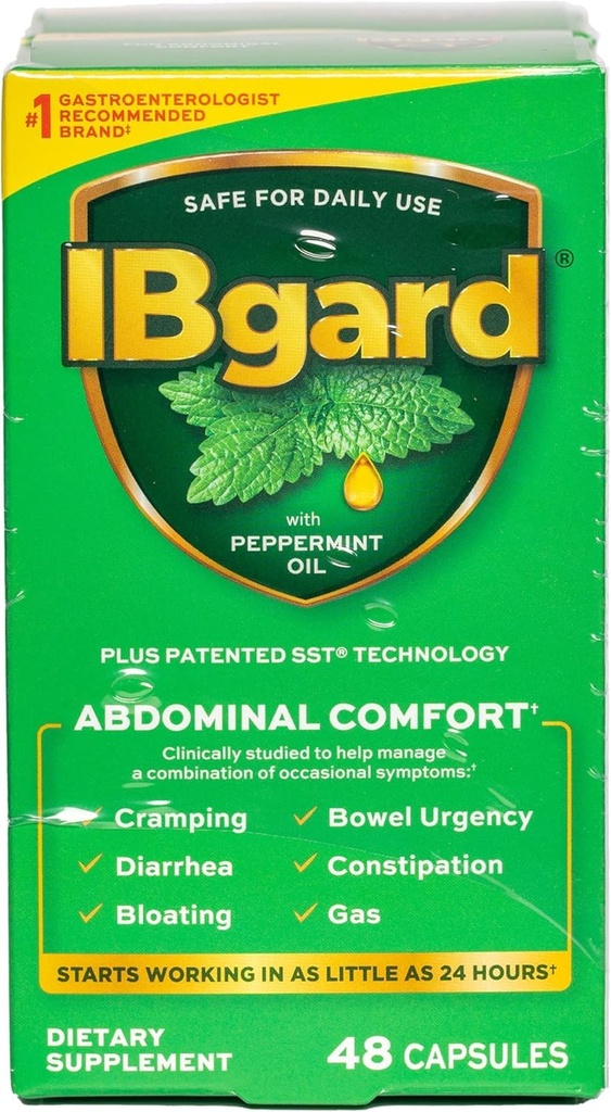 IBgard Gut Zdravotní dodatek, mátové olejové kapsle pro břišní comfort, 96 Kapsle