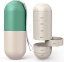 Zannaki Upgrade Large Compartment Grain Fiber Moisture Proof Cute Weekly Pill Organizer, Laser Carving Markings, BPA Free Travel Hiking 7 Day Pill Box Case to Hold Pills,Vitamins,Fish Oil,Supplements