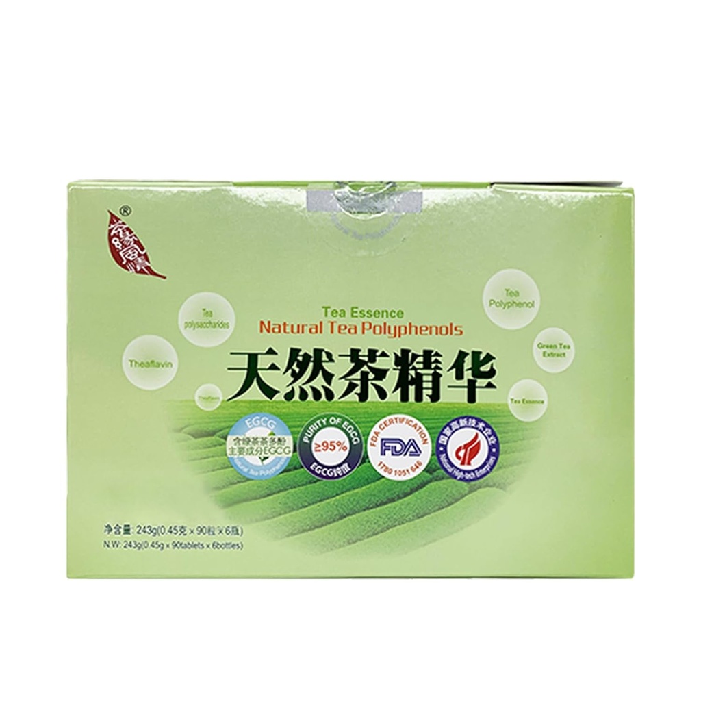 Zelený čaj Extrakt, Nový čaj Era, Přírodní čaj polyfenoly Tablety, Tea Essence, 90 tablet / láhev, 6lahví / box
