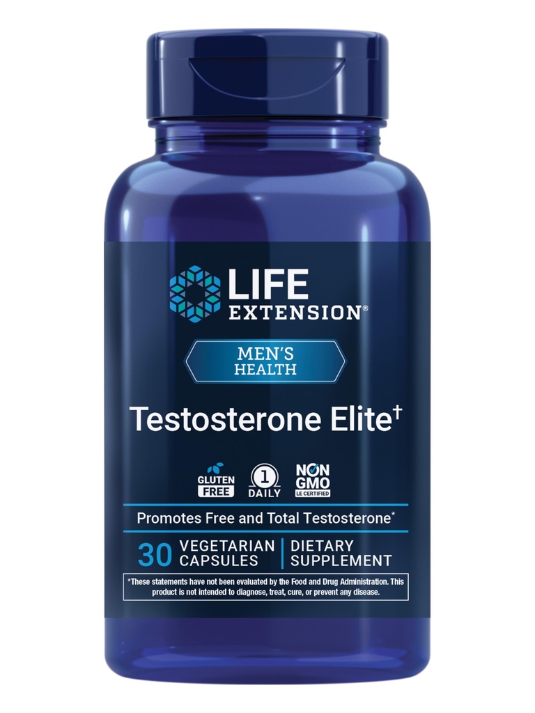 Life Extension Testosteron Elite - Testosteron Production Supplement for Men - with Luteolin, Granulate and Cacao Seed Extract - Gluten- Free, Non- GMO, Vegetarian - 30 Kapsle