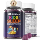 Děti Spánkové gumy - Glycinátové gumy hořčíku, melatonin bez spánkové pomoci 124; hořčík, vápník, D3, B6, L Theanin 124; Kid Melatonin Alternative for Restful Sleep (Pack of 2)