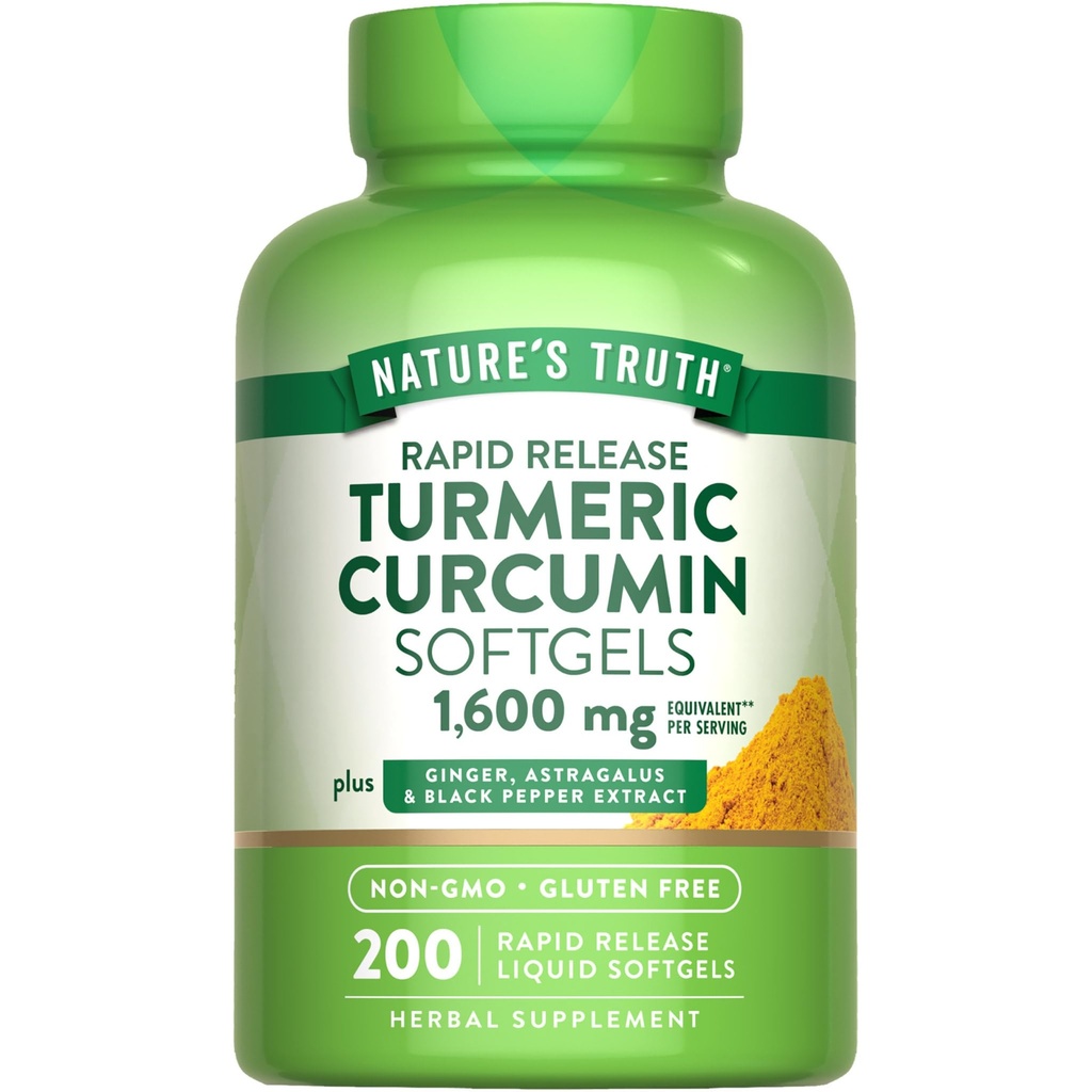 Nature 's Truth Turmeric Curcumin Complex Supplementary 124; s Black Pepper Extract, Ginger & Astragalus OF 124; 200 Rapid Release Softgels OF 124; Non- GMO a gluten zdarma
