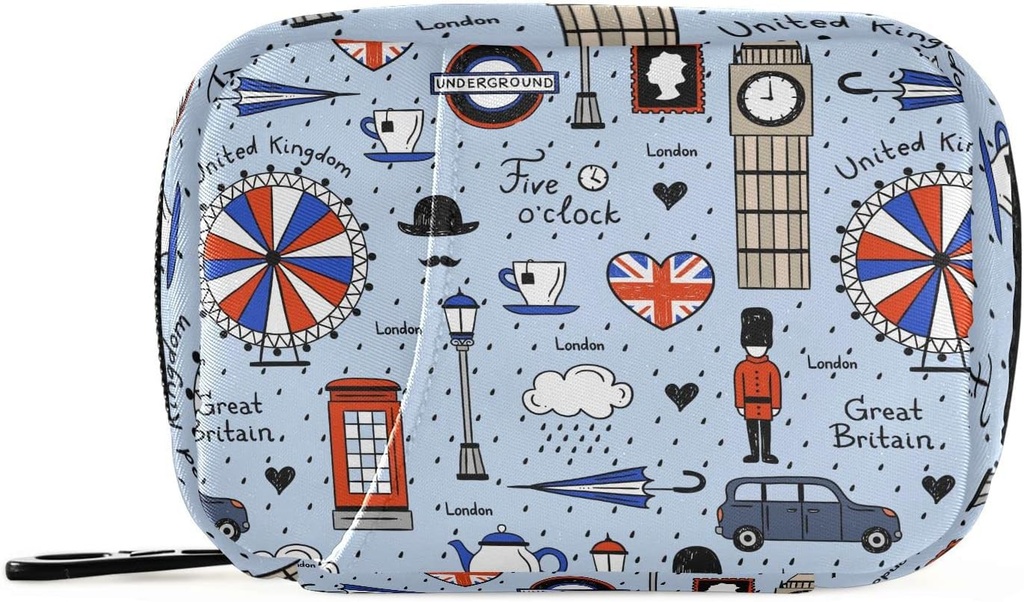 London Retro Tisk Pill Box 7 Day Pill Pouzdro Pouzdro Pořadatel Bag se Zipper Přenosný Týdenní vitamin Medicine Dodatek Držák Pouch Bag