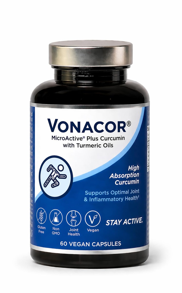 Vysoce Absorbovatelné MicroActive Curcumin s výtažkem z turmerického oleje 500mg pro optimální společné zdraví, Vegan, Non- GMO, gluten- Free, 60 Veganské kapsle