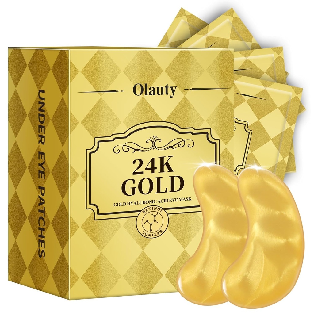 30 páry 24K Gold Eye Mask, Oční záplaty pro loutkové oči a tmavé kruhy, Pod Oční maska Záplaty Skincare, pro ženy Muži