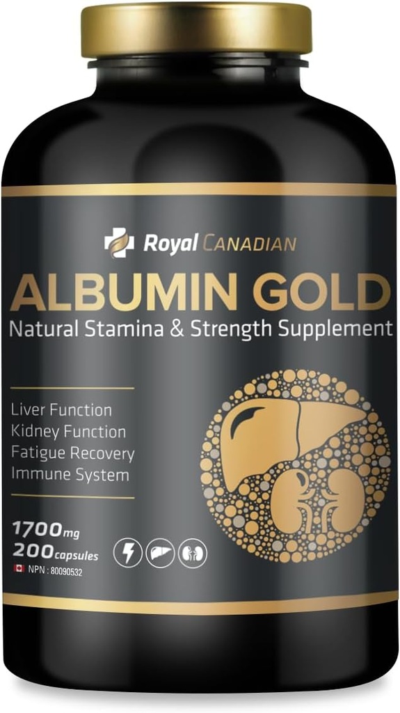 ROYAL CANADIAN Albumin Gold 1700mg CLAN 124; Jaterní funkce CLAN 124; Funkce ledvin CLAN 124; Únava Recovery CLAN 124; imunitní systém (200 x 1700mg Kapsle)