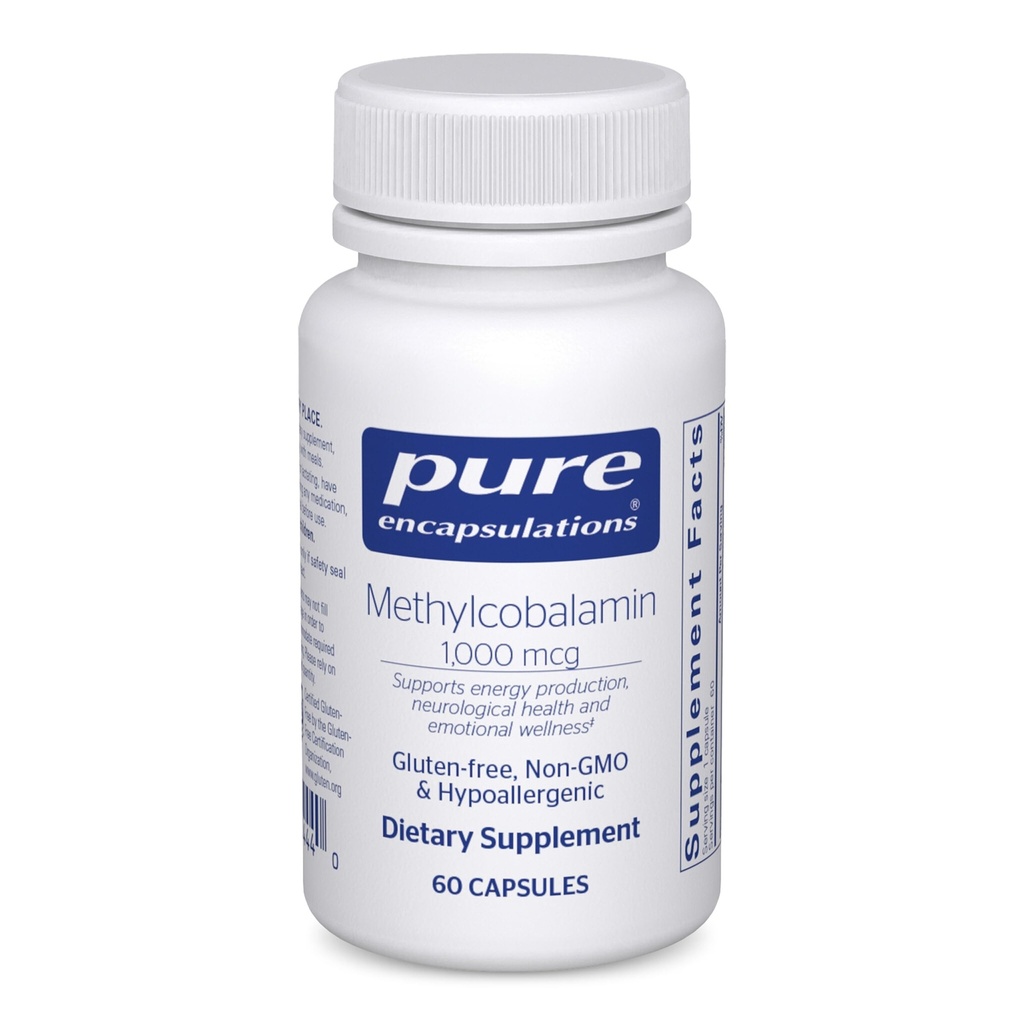 Čisté enkapsulace Methylkobalamin 1000 mcg - vitamin B12 dodatek k podpoře paměti a nervového zdraví - Premium vitamin B12 Kapsle - 60 Kapsle