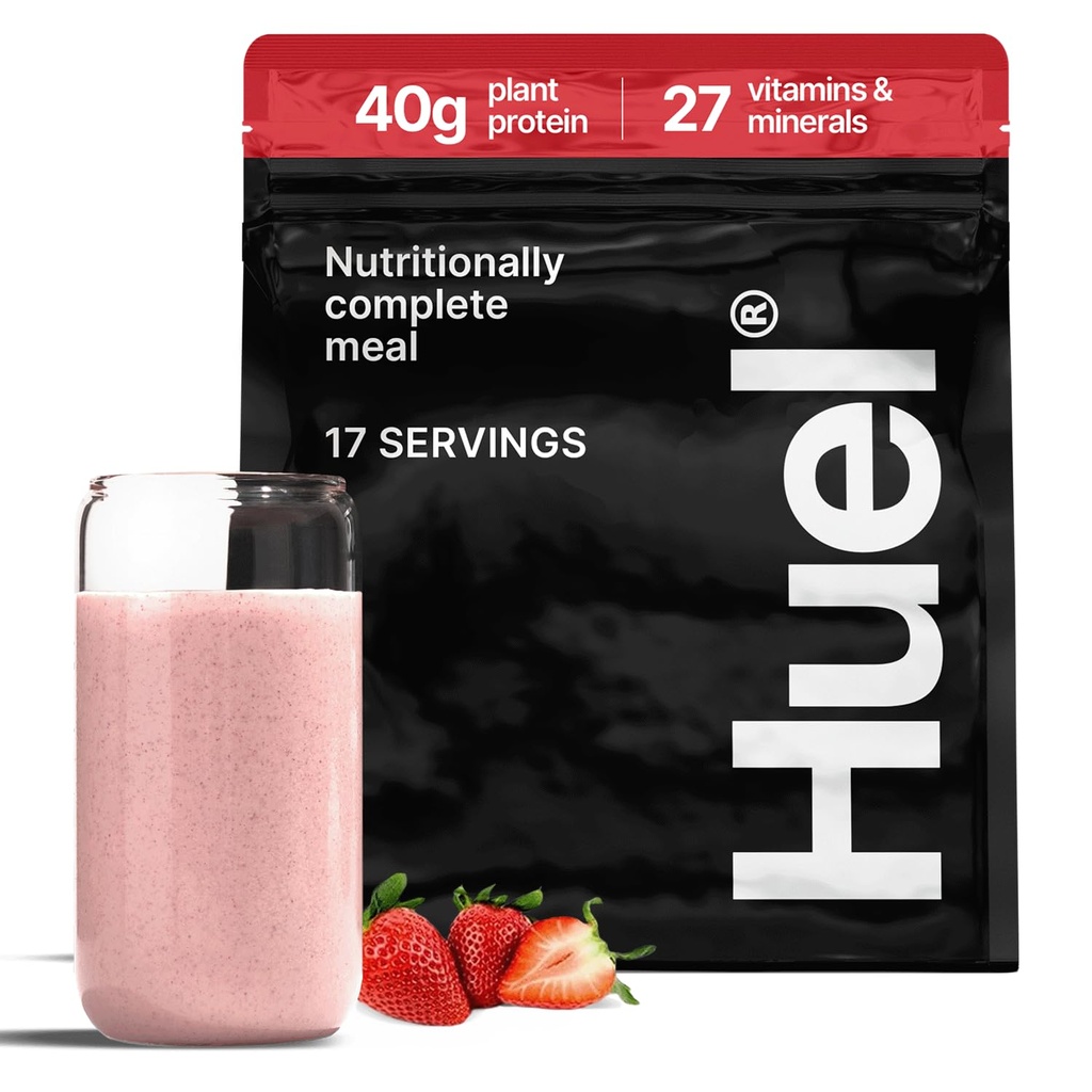 Huel Black Edition CLANE124; Jahodový koláč 40g Vegan Protein Powder CLANE124; Nutričně Kompletní jídlo CLANE124; 27 Vitamíny a minerály, gluten Free CLANE124; 17 Servings CLANE124; Scoop není součástí snížení plastu