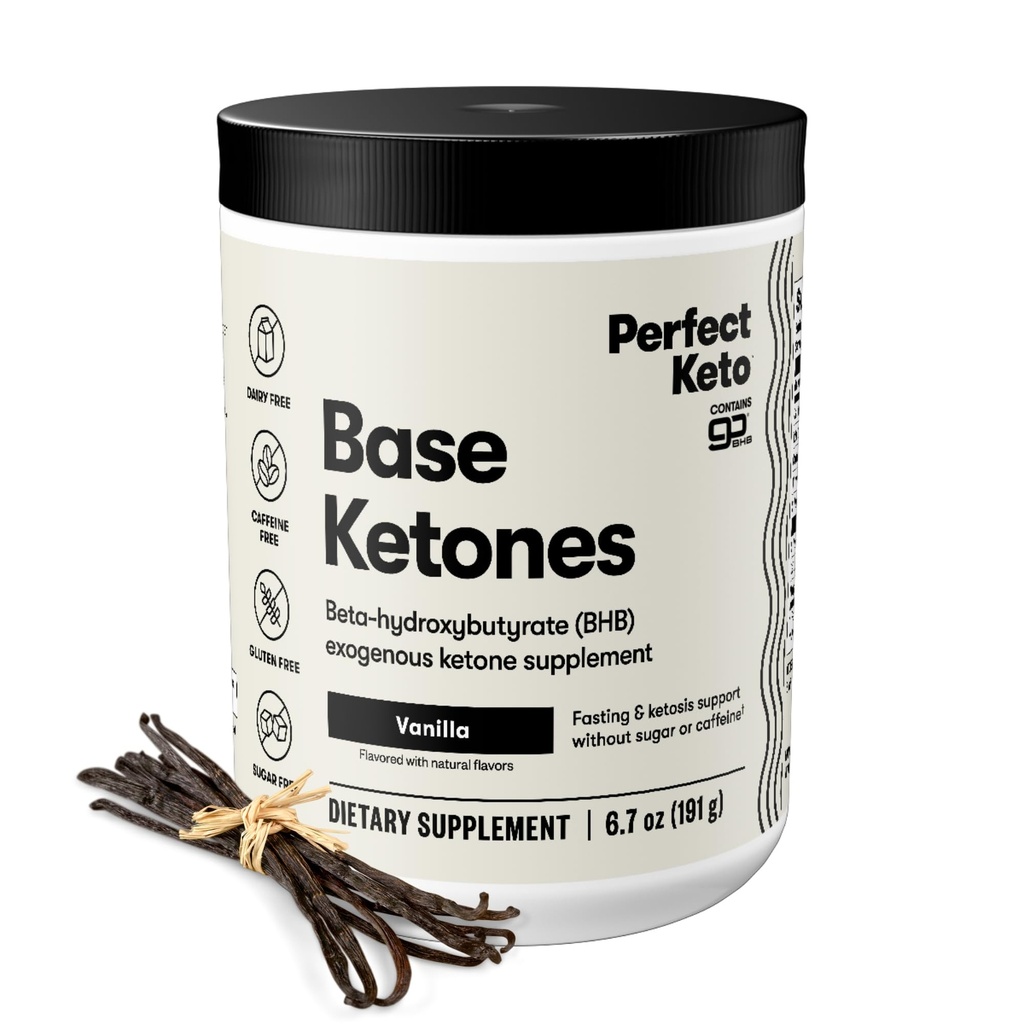 Perfektní Keto Exogenous Ketones Powder, BHB Solí dodatek pro Ketóza & Fasting, Plus elektrolyty pro hydrataci, kofein Free Energy, Keto Diet, Focus & Workout Support, Vanilla, 6.7 oz
