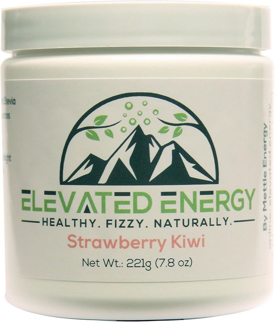 Zdravý energetický nápoj Powder - Stevia & přírodní kofein 124; Zvýšená energie Fizzy Drink Mix 124; Jahodové kiwi 124; 30 Služeb