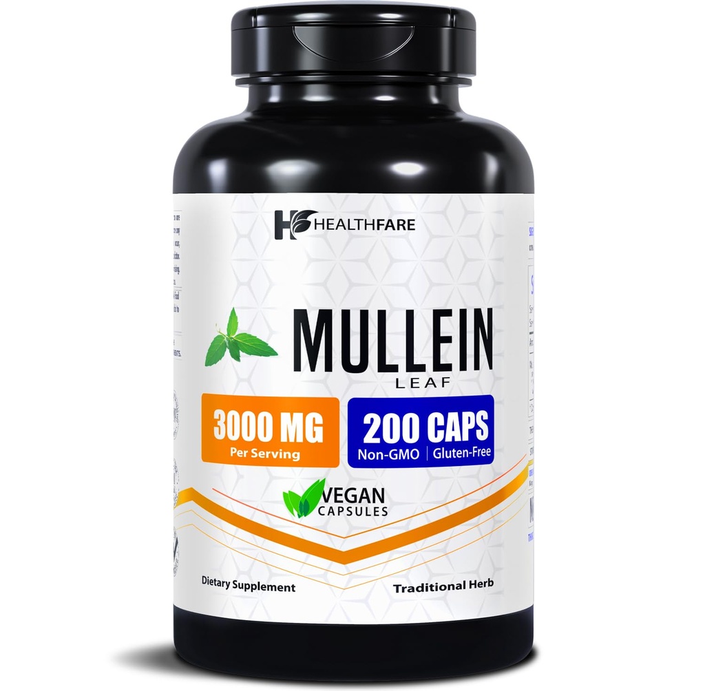 Healthfare Mullein Leaf Extract 3000mg Gluten- Free Gluten- Gluten- Free Gluten124Made in USA