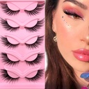 Foxové oční řasy Wispy Eyelass 19mm Dlouhé oční oči Andělské řasy Faux Mink False Eyelass přírodní vzhled 5 Párové balení (XF06)