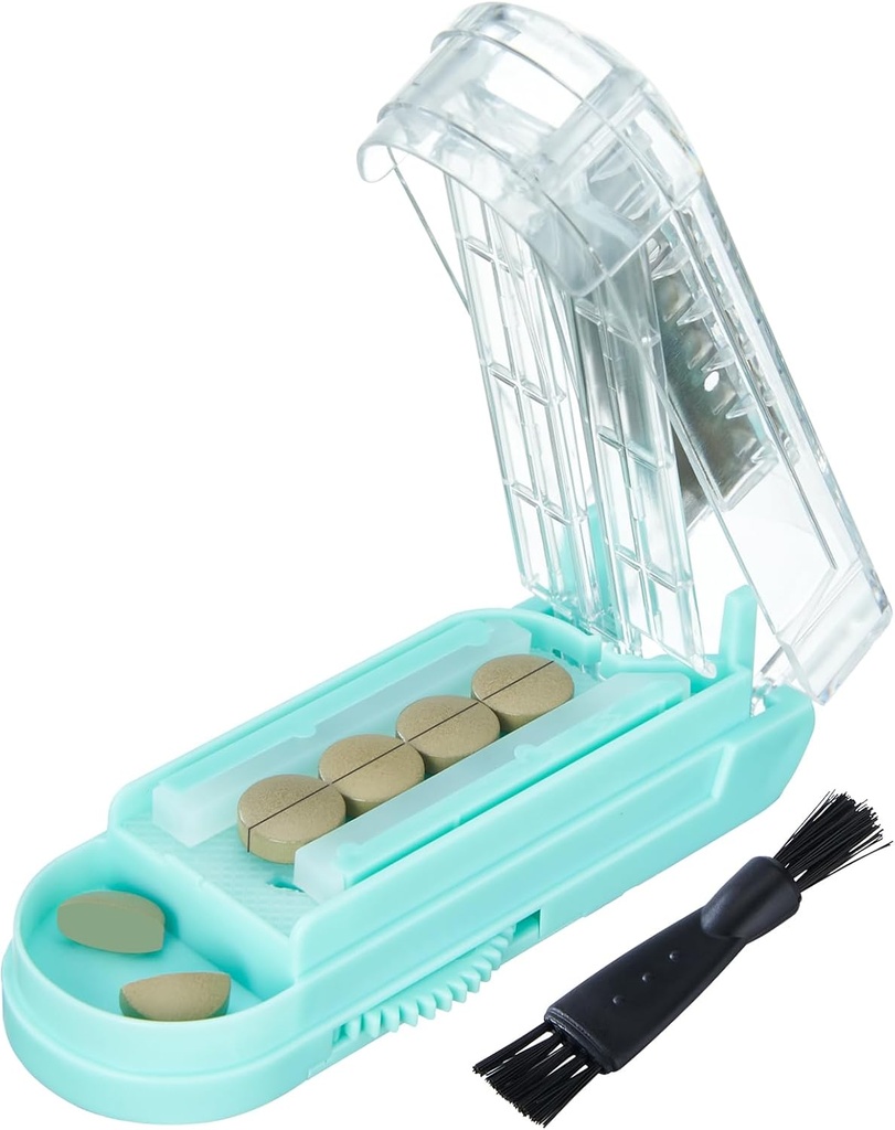 Pill Cutter pro více pilulek najednou, Pill Cutter Splitter pro malé a malé pilulky, Pill Cutter pro malé nebo velké pilulky, Pill Splitter se skrytou Sharp nerezové oceli čepel (modrá + jasné)