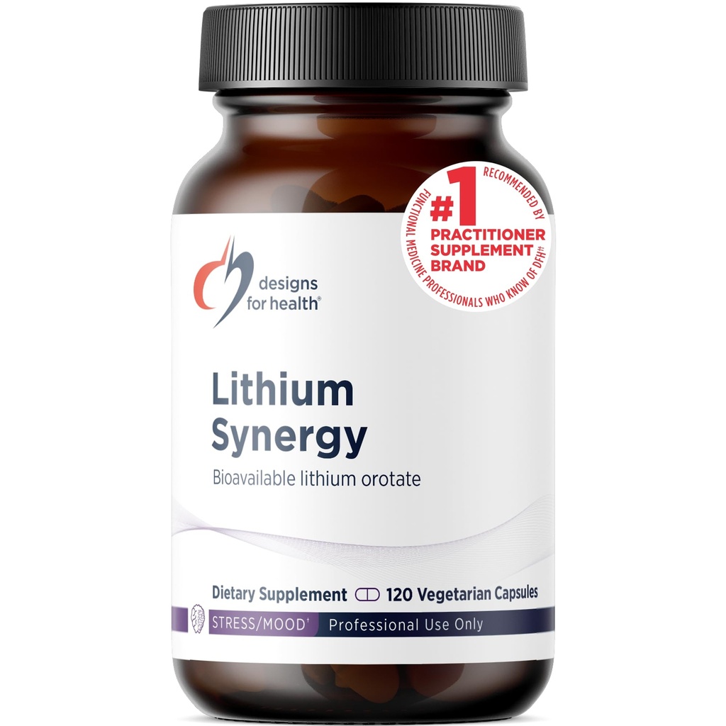 Design pro zdravotní lithiovou synergii - 5mg Lithium Orotation with TMG + B12 Methylkobalamin - Bioavailable Mood + Methylation Support Supplementary, Non- GMO + Vegetarian (120 Kapsle)