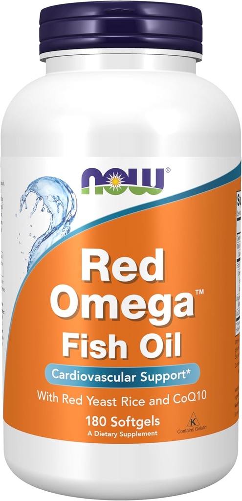 Nyní Potraviny doplňky, červená Omega ™ s CoQ10 30 mg a Omega-3 Fish Oil, Kardiovaskulární podpora *, 180 Softgels