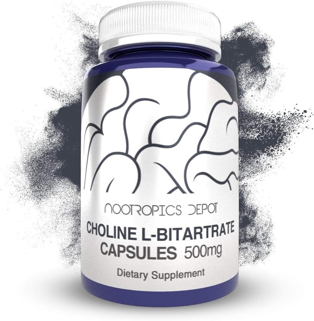 Cholin L- Bitartate Kapsle 500mg (180 Počet) 500mg; Cholin dodatek 124; Podporuje kognitivní funkce, duševní výkon a fyzické vytrvalosti