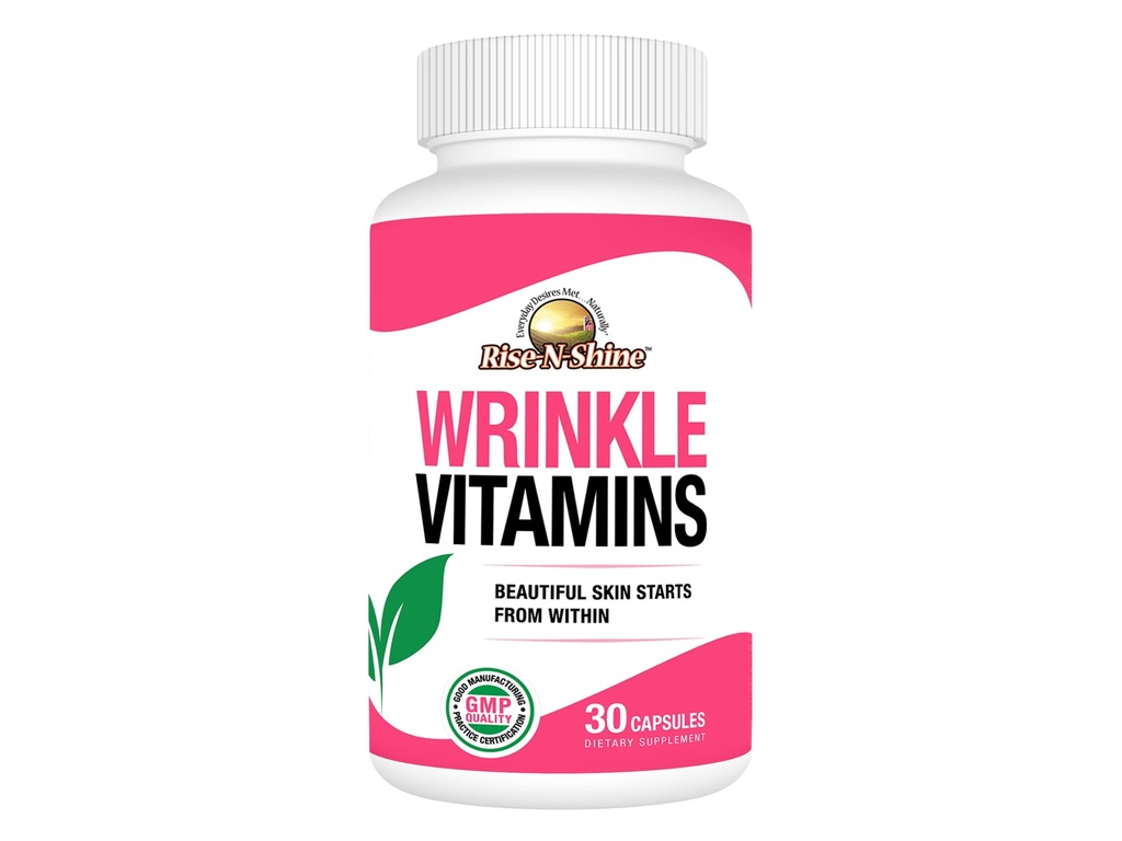 Rise- N-Shine Wrinkle Vitamíny Kožní doplňky Maska s kolagen, Resveratrol, Aloe Vera, Grape Seed a více než 30 Počet