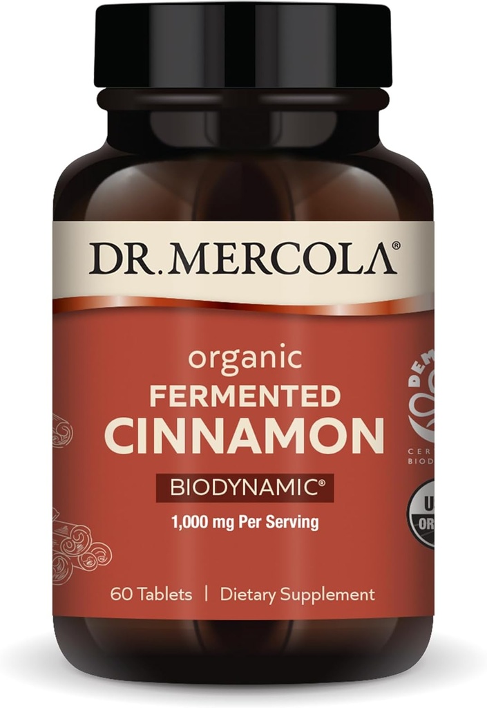 Dr. Mercola Biodynamické organické fermentované Skořice - Podporuje Metabolické zdraví - High- Flavonoid Skořice Extract - USDA Organic, Non- GMO, gluten- Free & Soy- Free - 90 Tablety