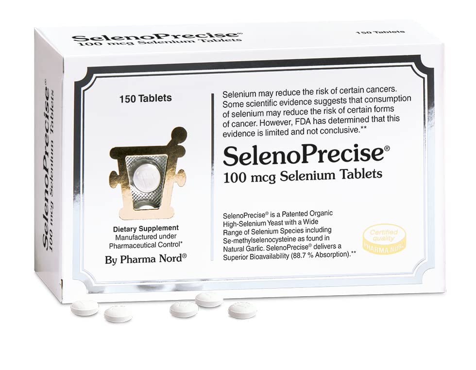 Pharma Nord Selen 100 mcg colum124; SelenoPrecise colum124; Podpora štítné žlázy, imunitní systém, Antioxidant Protection & Heart Health colum124; Garantovaná 88,7% Absorpce colum124; 150 tablet