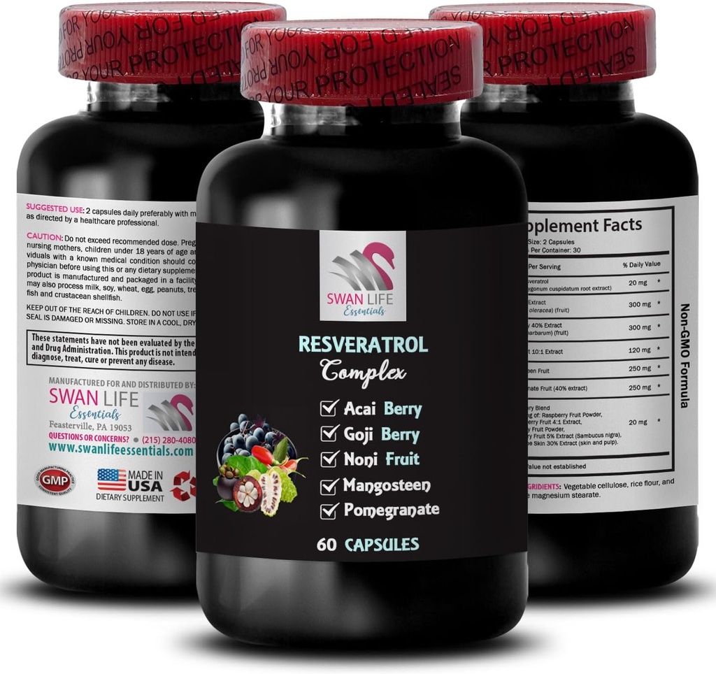 Supported Blend - REVERATROL COMLEX - Antioxidant Shield, Daily Energy, Berry Benefity, Natural Boost, Maliny Balance, Granátová energie, Aktivní životní styl, Flavorful Energy 1 Lahev 60 Caps