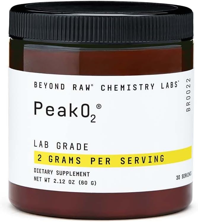 BEYOND RAW Chemie Labs Peak 02 Powder, poskytuje vytrvalost během cvičení, 30 Služeb