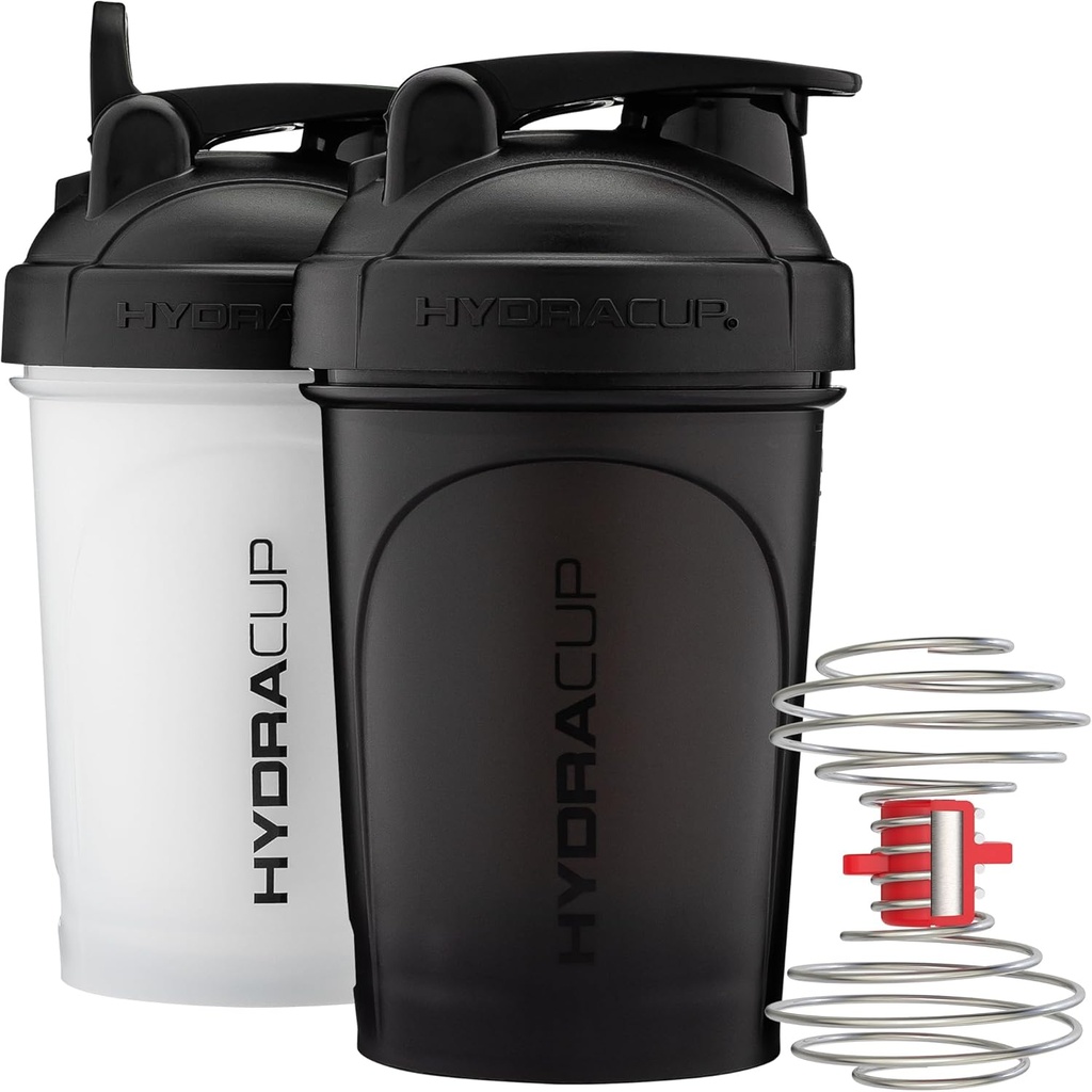 Hydra Cup ProFlow Lahvičky 124; Protřepávač proteinů poháry s Whisk Ball, Leak-Proof Lid, Skrytá násada 124; BPA-Free Gym Mixer pro protein prášek, míchání doplňky (2 balení s napájecí whisky)