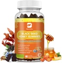 Černé semeno Moss Moss gumové s Ashwagandha, Burdock Root, Linden Honey, Elderberry, Kurkuma, Vitamin C, D3 & Zinek - Podporuje imunitu, spojky, trávení, vlasy & kůže, Vegan Gummies 60 Counts