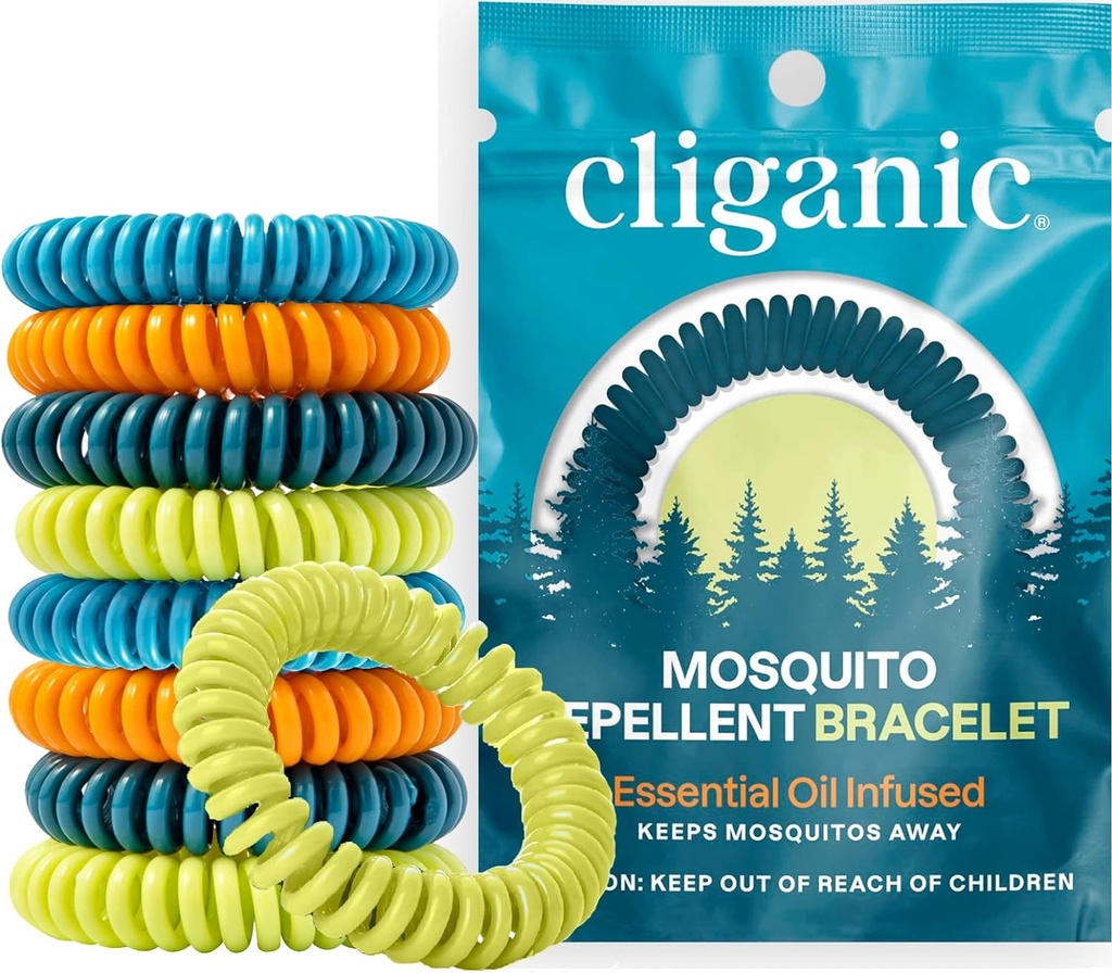 Cliganic 25 Pack Mosquito Repelent Náramky pro dospělé a děti - Přírodní Deet- bez kapel, jednotlivě zabalené