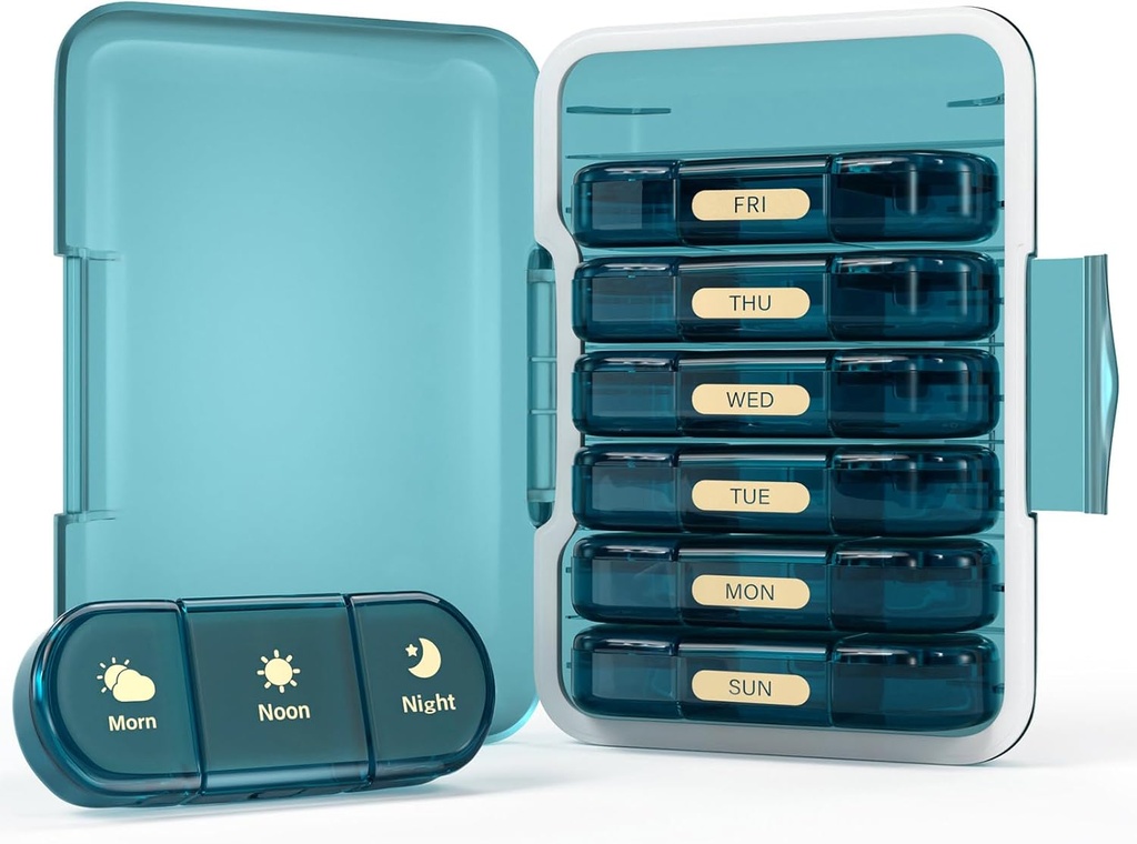 Týdenní balení Pořadatel 3X denně, 7 den Pill Box 3 Times, Přenosný pro cestovní pilulky pouzdro pro pilulky / vitamín / rybí olej / léky / doplňky (3x7 Blue)