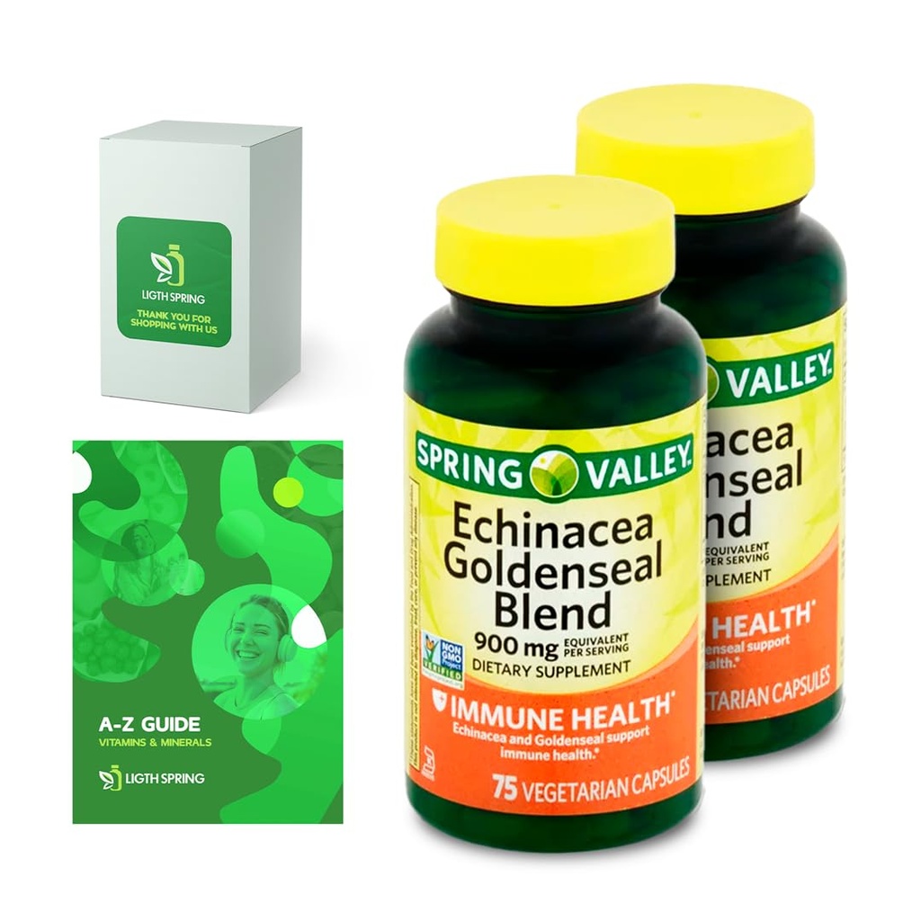 Echinacea Goldenseal Směsný dietní dodatek, 900 mg, 75 Ct Bundle s exkluzivní vitamíny & Minerály A až Z - Lepší Ligth & Spring Guide @ (3 položky)