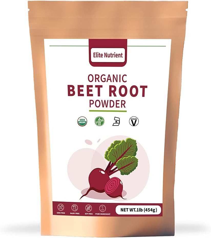 Organic Beet Root Powder, Non- GMO, Gluten Free, Vegan Superfood, Nitric Oxide Booster, Increase Stamina & Enhance Performance (16 oz.)