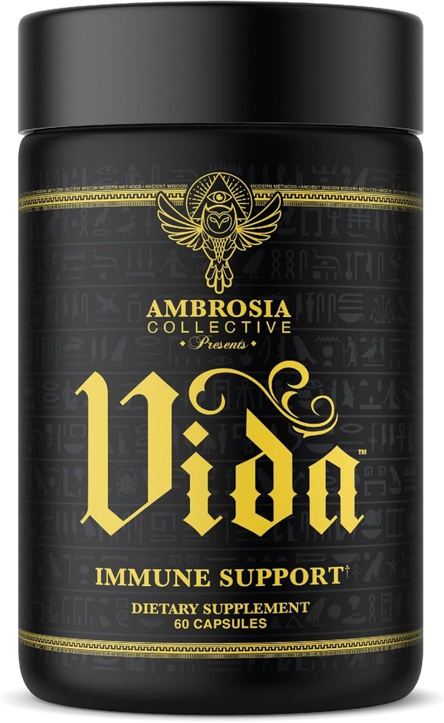 Ambrosia Vida Imunity Support, Elderberry, Vitamin C, Vitamin D a zink dodatek, Imunitní systém Booster (60 Kapsle)