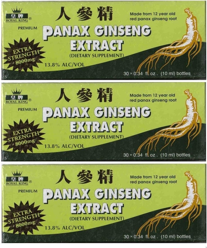 Royal King Panax Ginseng Extract s Alkohol 8000 mg 30 injekční lahvička (3 krabičky)
