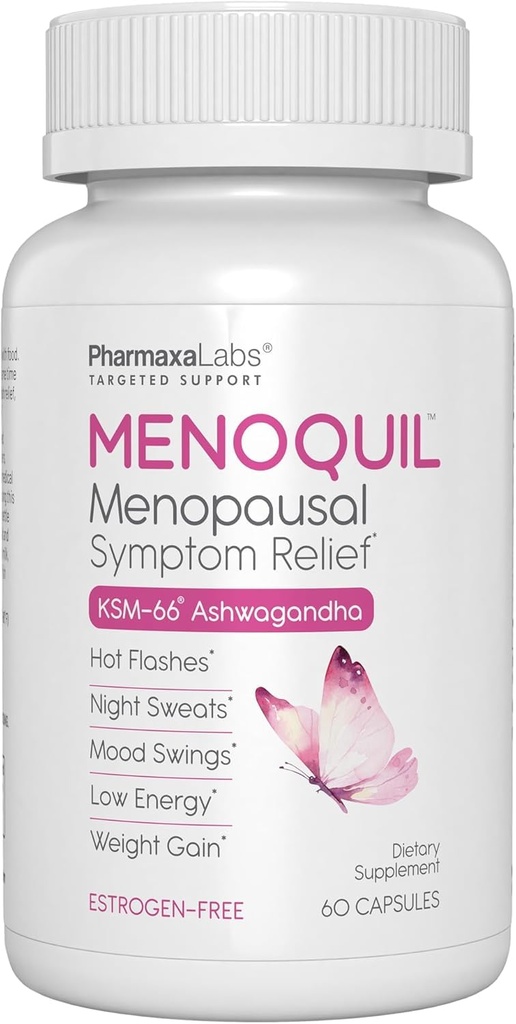 Menopauzální vícesymptom Relief - Podpora pro návaly horka, noční pocení, moodů a klidného spánku - Black Cohosh, Ashwagandha, Chasteberry, Soy Isoflavones, Grape Seed & Sage - 60 Kapsle