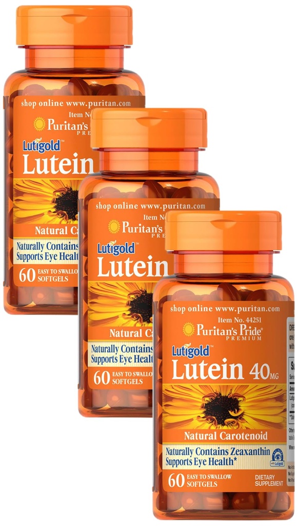 Puritan 's Pride Lutein 40 Mg se Zeaxanthin, pomáhá podporovat oční zdraví *, Whole Bean, 60 Ct, (balení po 3)