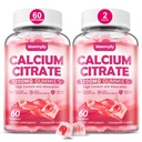 Vápník Citrát Gummies 1200 mg pro dospělé: Ultimate Absorption vápník dodatek pro ženy a muže - Snadno digest, Vegan, Non- GMO, gluten zdarma - Přírodní jahodové aroma