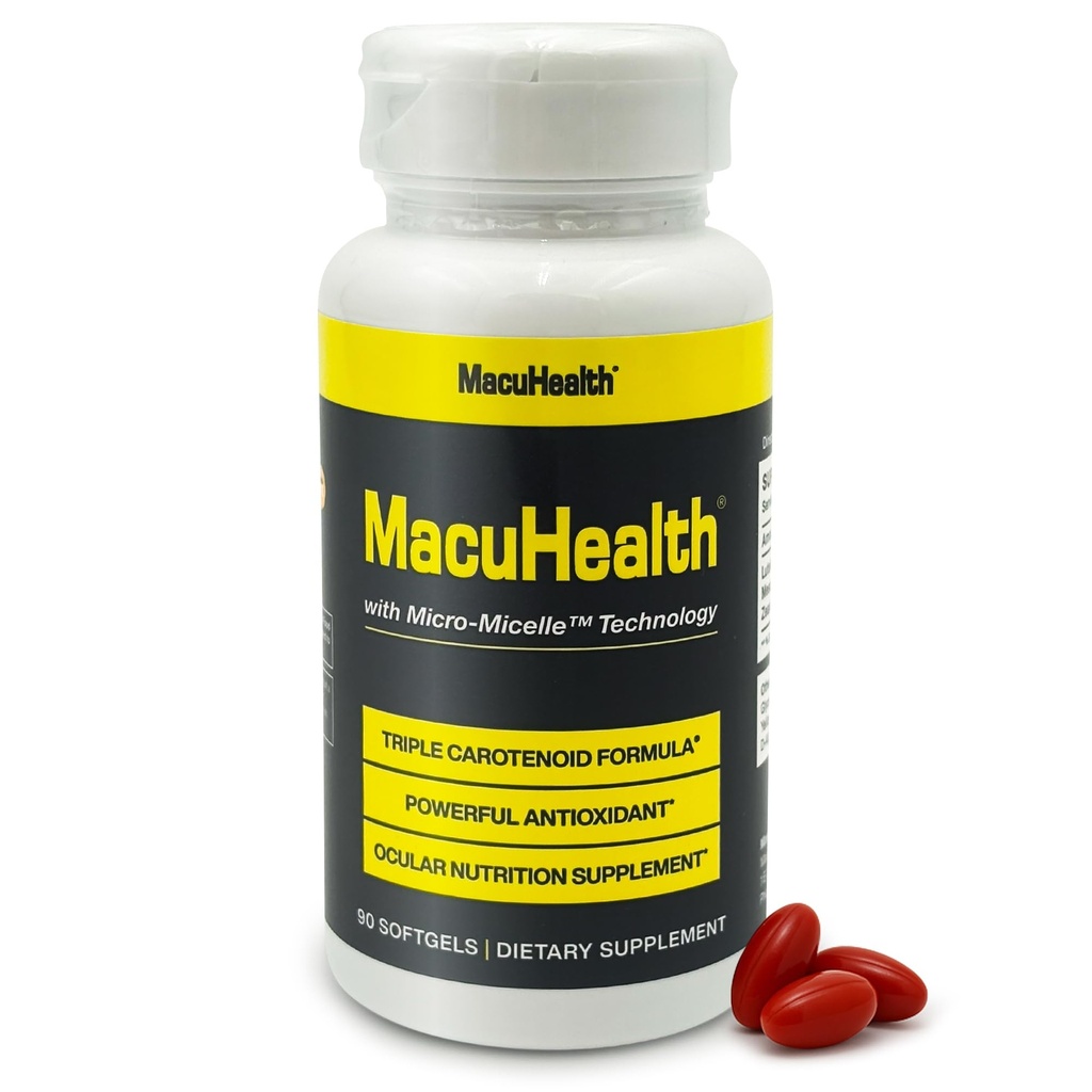 Macuhealth Triple Carotenoid Formule - Oční vitamíny pro dospělé - 90 Softgels, 3 Měsíční dodávky