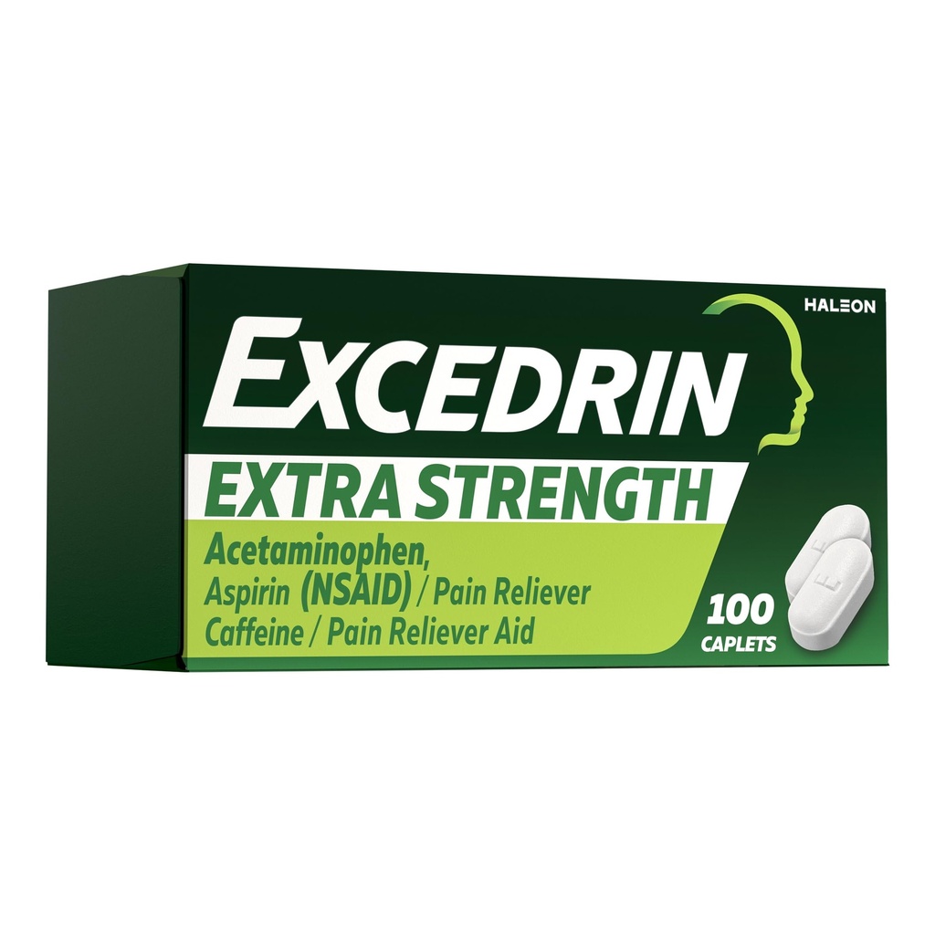 Excedrin Extra Strength Pain Relief Caplet - Reliéf bolesti hlavy - 100 Počet
