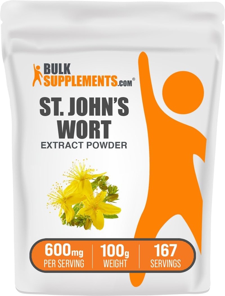 Bulksupplements.com St. John 's Wort Extract - St. Johns Wort dodatek, Bylinný dodatek pro mood - Vegan & Gluten Free, 600mg per Serving, 100g (3.5 oz) (Balení po 1)