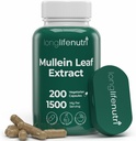 LongLifeNutri Mullein Leaf 1500mg 10: 1 Extrakt - 200 Vegetariánských kapslí, z Organic Mullein Leaf Powder, Bylinný dodatek pro respirační péči, 2-Month Supply, Non- GMO, GMP Certified, Made in USA