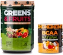 Nutrology Green & Fruits Powder- Přirozeně sourced Superfood, Vanilla Cinnamon (30 Servings) BCAA Natural, Plant Based BCAA Powder, Orange Coconut Flavor (30 Servings)