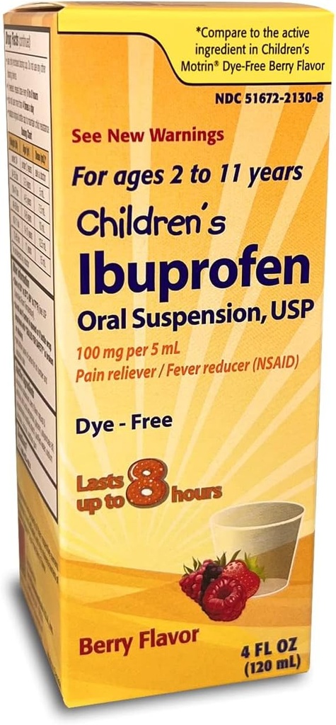 Taro Children 's Ibuprofen perorální suspenze 100 mg na 5 ml, 4 Fl Oz, Pain Reliever a Fever Reducer pro věky 2-11 Roky, Dye- Free, Berry Flavor