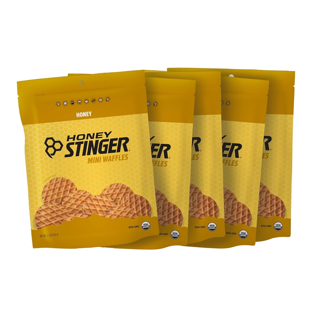Med Stinger Organické Mini Honey Waffles, Energy Strooplobel pro cvičení, Vytrvalost a výkon, Sportovní výživa pro domácí & Gym, Pre a Post cvičení, 5 sáčků, 26.5 Ounce