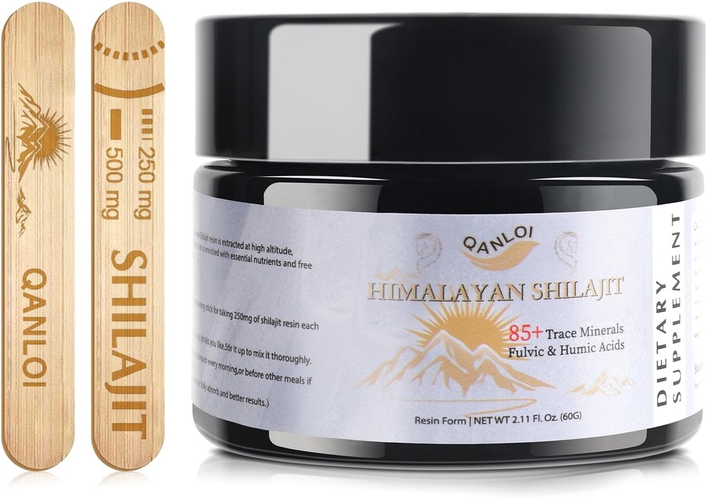 Shilajit for Men- Natural Shilajit Resin with Humic and Fulvic Acid Supplement, Himalayan Shilajit Resin-120 Serving / 60g (500mg)