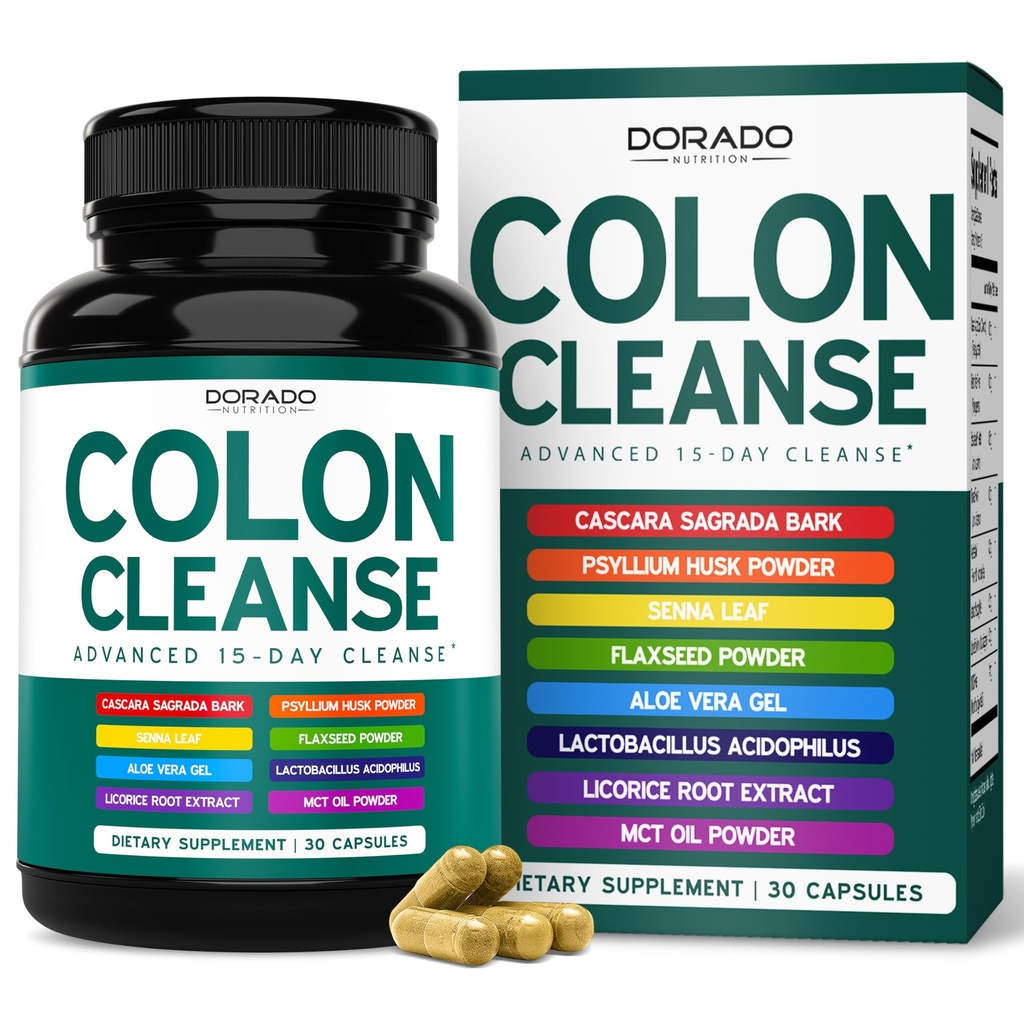 Colon Cleanse & Detox 15 Day Gut Cleanse (30 Count) Integinal Cleanse Pills & Probiotic for Gentle Laxative & Bowel Relief for Stomach Bloating - Třetí strana Testováno, Vegan, Non- GMO - Made in USA