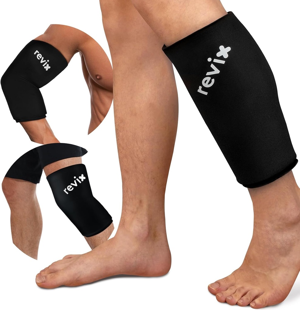 REVIX XL Shin Splits Ice Sleeve, Calf Ice Packs for Injuries Reumerable, Knee, Arm & Elbow, Lower Leg Compression Sleeve Cold Pack Relieves Bone Damage and running Recovery, 360 ° Coverage